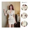 Beauté Sal Uniforme Femmes Spa Masseuse Boutique Technicien Vêtements Vêtements de travail des ongles Sexy Col en V Dentelle Patchwork Manches Jupe Costume F1oh #