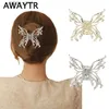 Hair Clips AWAYTR Irregular Metal Hollowed Out Butterfly Hair Claws Hair Clip for Women Girl Trendy Punk Y2K Hair Accessories Y240329