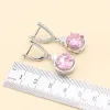 Ensembles XUTAAYI 925 ensembles de bijoux de mariage en argent pour femmes forme ronde rose Zircon Bracelet boucles d'oreilles collier pendentif bague boîte-cadeau