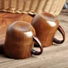 Tazas 2 unids de alta calidad de madera sólida natural taza de té vintage hecho a mano taza de café de madera redonda decoración de la leche del té