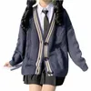 Varsity-gestreept vest trui voor dames Lg mouw Butt-up gebreid bescheiden vest High School preppy stijl outfit z8L3 #