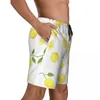 Мужские шорты, мужские повседневные плавки с лимонным узором, дышащие спортивные шорты с художественным принтом, большие размеры