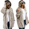 Autumn Winter Double Fleece Cardigan Jacka Women Solid Color LG Sleeve Plush Warm Hooded Lady Jacket Overdimensionerad Ytterkläder Coat Y0QR#