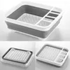 Kitchen Storage Folding Retractable Drain Basket Bowl Rack Tableware Box Dishwashing Sink Chopsticks