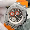 Лучшие наручные часы AP Royal Oak Offshore Series Прецизионная сталь Автоматическое оборудование 42 мм Отображение даты Функция синхронизации Мужские часы Прецизионная сталь 26175ST