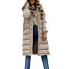 Frauen Fi Sleevel Flauschige und Warme Mantel Weste 2024 Neue Lg Hoodie Warme Daunenmantel Mit Taschen Gesteppte Outdoor Jacke 67J1 #