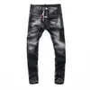 streetwear Fi Men Jeans Retro Black Gray Elastic Skinny Fit Ripped Jeans Men Patched Painted Designer Hip Hop Brand Pants b9up#