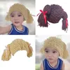 Berets Kid Pigtail Braid Hat Handmade Woolen Yarn Knitted Crochet Cap