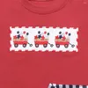Комплекты одежды Комплект одежды для маленьких мальчиков Весенне-летний комплект из двух предметов с вышивкой в виде звездной тележки Красная футболка Черные шорты