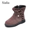 Botas Sialia Winter Girls para niños Zapatos Niños Zip Short Peluche Cálido Nieve Moda Bota Infantil Menina