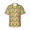 Herren-Freizeithemden, helles Obst-Druck-Hemd, Blumen- und Zitronen-Neuheit, Sommer-Herren-Kurzarm-Urlaub, stilvolle, individuelle Oversize-Blusen