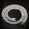 Ny färg 12mm 2 linjer kubanska länkkedjor halsband mode hiphop smycken strass is av halsband för män t2008243253