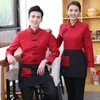 hotel Work Clothing Fall/Winter Women Lg Sleeve Vintage Uniform Chinese Traditial Restaurant Waiter Shirt+Apr Set Sales P2la#