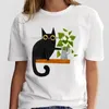 Cat Love Trend Style Female Cartoon Kawaii Clothes T Shirt Top Tshirt Women Print Graphic Ladies Clothing Fashion Tee 240329