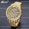 Otros relojes Hot Luxury Men Diamond Genuine Missfox Marca Cuarzo Muñeca Hip Hop 18k Oro Masculino Acero inoxidable Reloj impermeable Regalo T240329