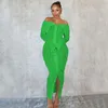 Casual Dresses Womens Long Sleeve Slash Neck Off Shoulder Ruffle Wave Maxi Dress Nightclub Outfits Elegant Gowns Female Clothing