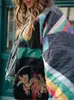 Veste ample en coton imprimé patchwork pour femme, manteau Lg à manches évasées, col en v, élégant, de rue, collection automne-hiver 2023, 7803 #