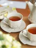 Tazas, platillos, café de cerámica y platillo, juego de tazas de té de la tarde inglesa