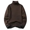 autumn Winter Fleece Turtleneck Sweater Men Fi Slim Fit Knitted Pullovers Mens Solid Color Warm Knitting Pullover Sweaters 07or#