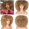 Perruques de perruques afro bouclées de sissi avec une frange avec des perruques de cosplay blonde blonde blonde blonde sans glue