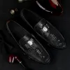 Shoes Luxury Genuine Leather men shoes Crocodile pattern Moccasin Leisure Drive shoes Fashion British Style man Loafers Zapatos Hombre