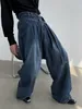 Reddachic Self Belt Pleased Bol Jeans Erkekler için Düz Mavi W Geniş Bacak Pantolon Y2K 90S Retro Skater Street Style Hiphop Pantolon F9ZA#