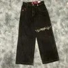 Jnco Jeans Streetwear Y2K Uomo Hip Hop Stampa grafica Retro Blu Jeans larghi Pantaloni denim New Gothic Pantaloni larghi a vita alta 14Tb #