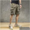 Shorts pour hommes Hommes Camouflage Cargo Sweatshorts Pantalons de survêtement Homme Marque de mode Pure Coton Trendy Sports Pirate Lâche Casual Pantalon Drop Dh7Rq