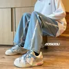 Spring New Tieb-Dye Męskie dżinsy swobodne szerokie workowate spodnie Mężczyzna Fi Smudged Korean Drape Denim Pants 87r3#