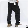 Männer Hosen Herren Overalls Cargo MTI Taschen Taktische Arbeit Casual Pantalon Hombre Streetwear Armee Gerade Hosen Drop Lieferung Appa Dhgrr