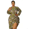 Dr 5XL Plus Size Abbigliamento donna Leopard Bodyc Mini Sexy Party Dres Fi Lg Manica Autunno 2021 DropShip all'ingrosso H0RM #