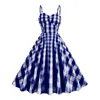 Mujeres Vintage Barbiee Pink Plaid Retro Rockabilly Correa Tirantes Cóctel Sundr 50s 60s Swing Fi A-line Party Dres C5VN #