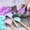 Baking Tools 1/2/3PCS Heat Insulation Spoons Household Heart-shaped Solid Color Wooden Handle Non-stick Pan Kitchen Appliance