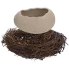 花瓶の卵殻形の食器ペサージの装飾はボウルを飾る陶器の料理家庭用装飾的な食物陶器を巣で飾る