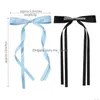 Hair Accessories Ribbon Long Bow Tassel Pin Holiday Wedding Gift Party Solid Color Headwear Ornament Drop Delivery Baby Kids Maternit Dhb9M