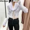 Klacwaya Cardigans for Women 2021 Vintage Faux Fur Effect Fur Collar Killar Knitte Sweater LG Sleeve Top Blue Sweater Knit Cardigan D8Ja＃