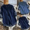 Zanzea 2023 Femmes Denim Bleu Chemises Fi Automne Blouse Casual Butt V Col Lg Manches Tops Jean Tunique Blusa Plus Taille T3iK #