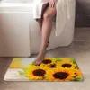 Tapetes de banho para banheiro sem silp amarelo girassol lavável capa tapete tapete