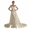 Bepeithy Avorio Paillettes Sirena Abito da sposa 2022 per le donne 2 in 1 treno staccabile Abito da sposa in pizzo Beach Vestido Novia q0Nr #