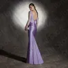 الساحرة Lilac Mermaid أم العروس الدكتور LG الأكمام Dres Dres أعلى ثبات حفل الزفاف illusi قارب الرقبة J137#