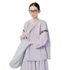女性のブラウスImakokoni 2024 Spring Pure Cotton Lantern Purple Pullover Rompers Longleeved Shirt Women 244540