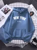 Нью-Йорк США Печатная женская толстовка Oversize Pocket Street Пуловер Математическая простая спортивная одежда Мягкие повседневные женские толстовки X3Ah #