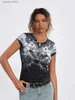Kadın T-Shirt Sunloudy Kadınlar Y2K Grunge Kısa Kollu T-Shirt E-Girl Estetik Grafik Tees Yaz Punk Gotik Tees Goth Mahsul Kıyafetleri24329