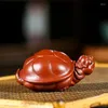 Tea Pets |ore Purple Sand Pet Ferro Tortoise Small Place Fortune Dragon Accessories For Her Table Decoration