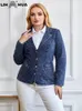 lih HUA Abito in denim taglie forti da donna Autunno Chic Abito elegante per donna paffuta Abito in maglia Cott n896 #