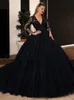 Lorie Ball Gown Black Wedding Dres Sequin Lace Appliques Brudklänningar med LG-ärm Lace-Up Princ Party Dr Plus Size Q735#