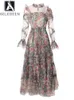 Повседневные платья AELESEEN, многослойное платье высокого качества, женское весенне-летнее прозрачное платье с цветочным принтом и оборками, сетчатое съедобное дерево, элегантное платье для выпускного вечера