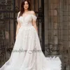 pastrol Wedding Dres Tulle V-Neck Off The Shoulder Lace Up Bride Gowns Lace Applique A-Line Vestido De Noiva 2023 Modernos j3Qv#