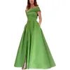 Robe formelle pour femmes Commerce extérieur Une épaule Satin Dr Soirée Dr Fête d'anniversaire Tutu Jupe Vert Haute Fente Sexy Dr L91d #