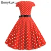 Abiti da festa Donna Abito retrò Abito vintage anni '50 anni '60 Rockabilly Pois Swing Pin Up Estate Elegante tunica Abiti casual 2024